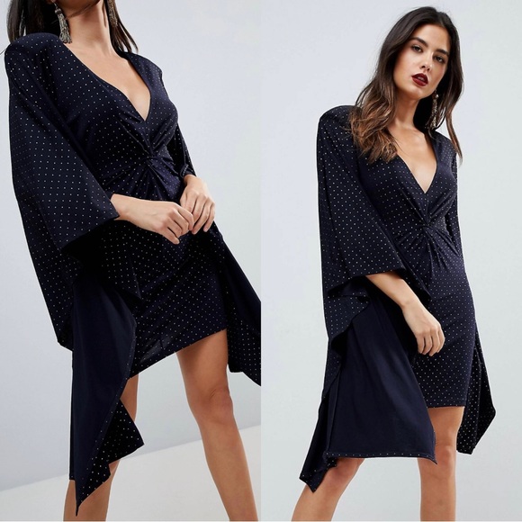 ASOS navy blue long-sleeve mini dress (US size 4) - Picture 2 of 3